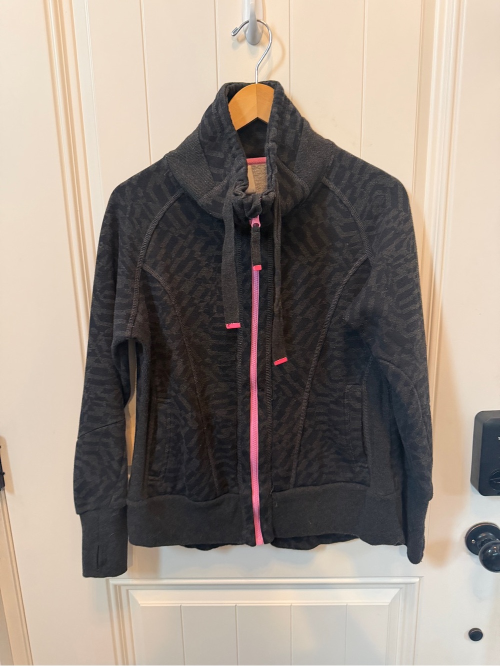 Mondetta Black Zip-Up Hoodie with Pink Trim
